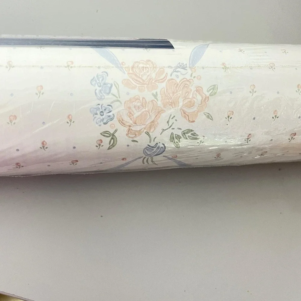 C&A Wallcoverings‎ Vintage Wallpaper Roll OS Cream Floral GL 6111 1988 Ribbon